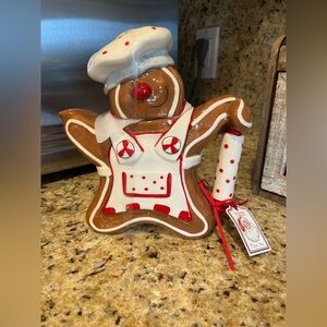 Blue Sky Clayworks Holiday Collection Christmas Gingerbread Cookie Jar